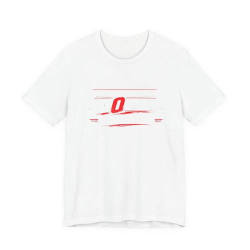 Minimalist Red 'O' Graphic Tee — Modern Athletic Short Sleeve Shirt